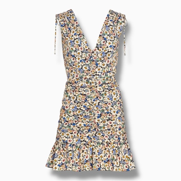 VERONICA BEARD Jackson Floral Ruched Sleeveless Mini Dress- Size 4 - Picture 10 of 10